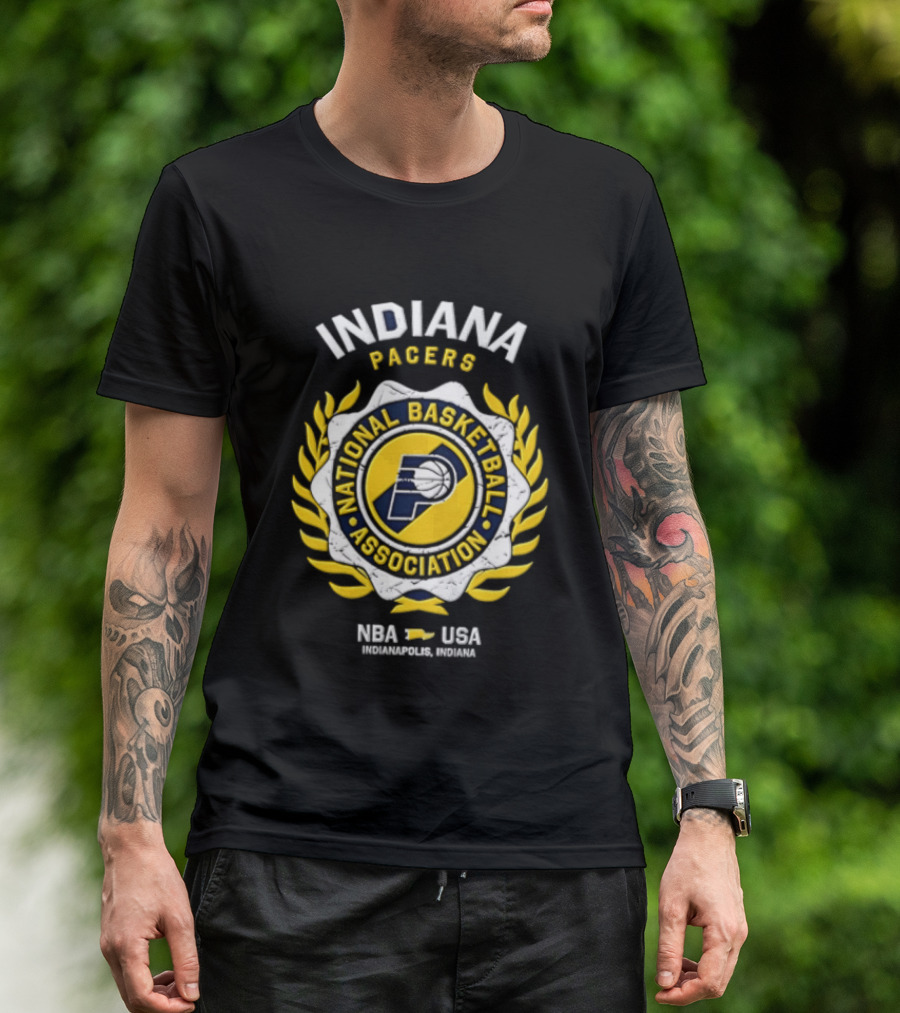 Indiana Pacers NBA National Basketball Association Laurel Wreath T-Shirt