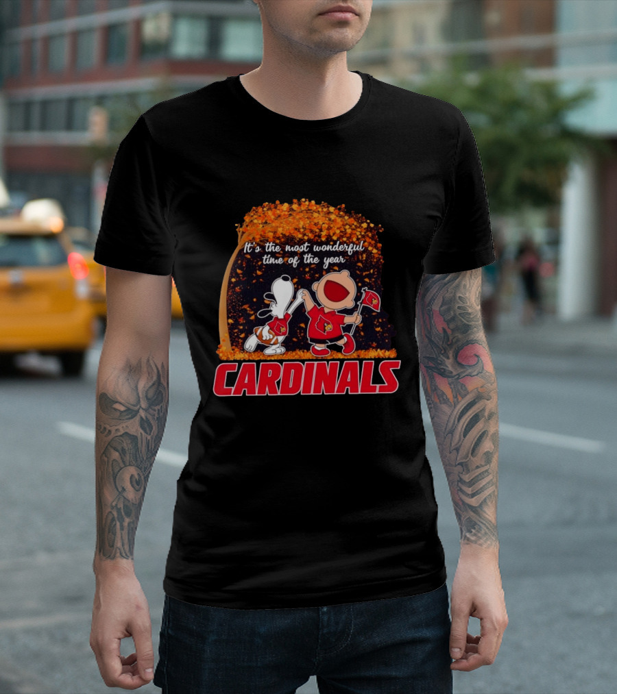 Snoopy Charlie Brown Dancing Louisville Cardinals Most Wonderful Time T-Shirt