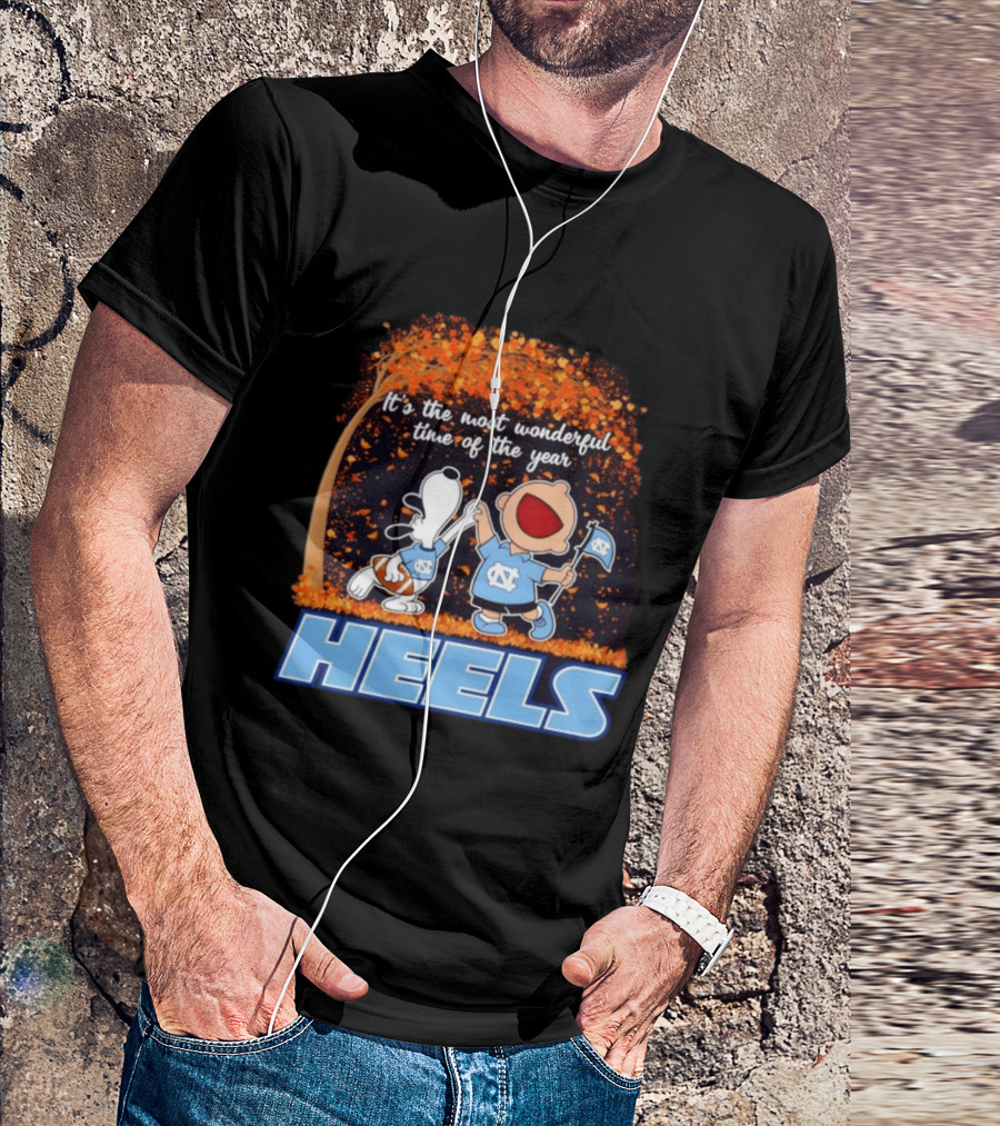 It's The Most Wonderful Time Snoopy Charlie Brown Dancing North Carolina Tar Heels T-Shirt