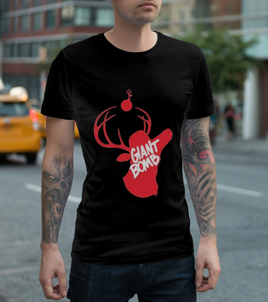 Giant Bomb Red Deer Antlers With Bomb T-Shirt