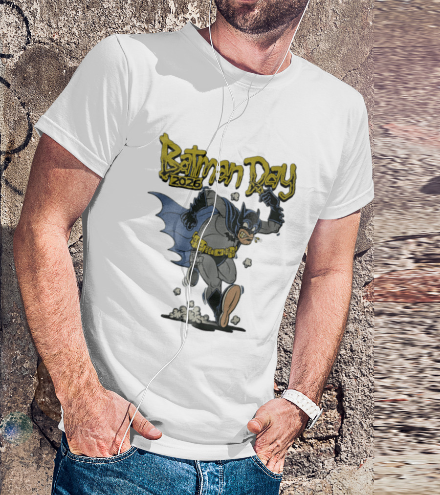 Batman Day 2026 Cartoon Running With Batarang T-Shirt