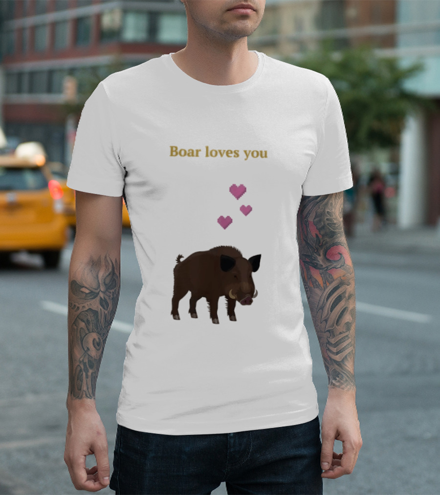Boar Loves You With Pink Hearts T-Shirt