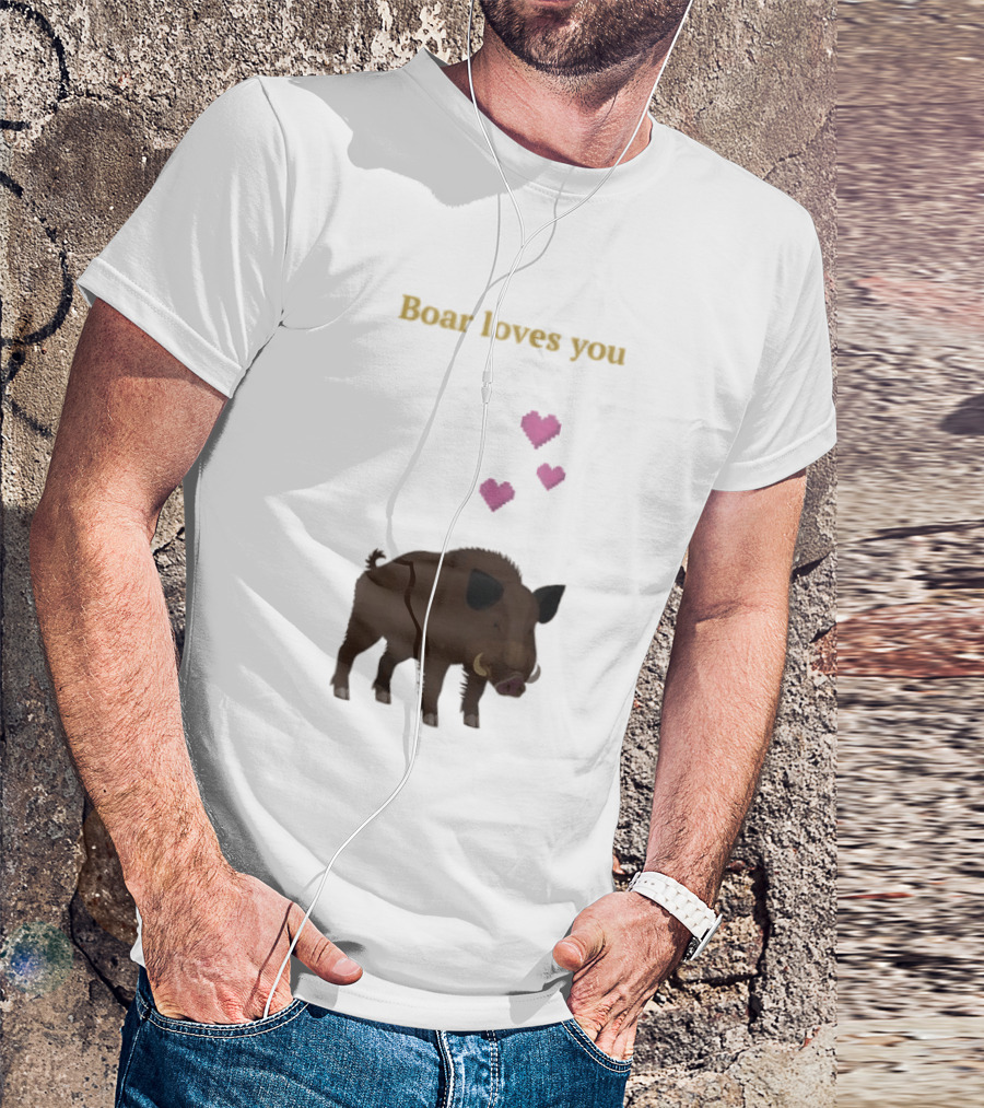 Boar Loves You With Pink Hearts T-Shirt