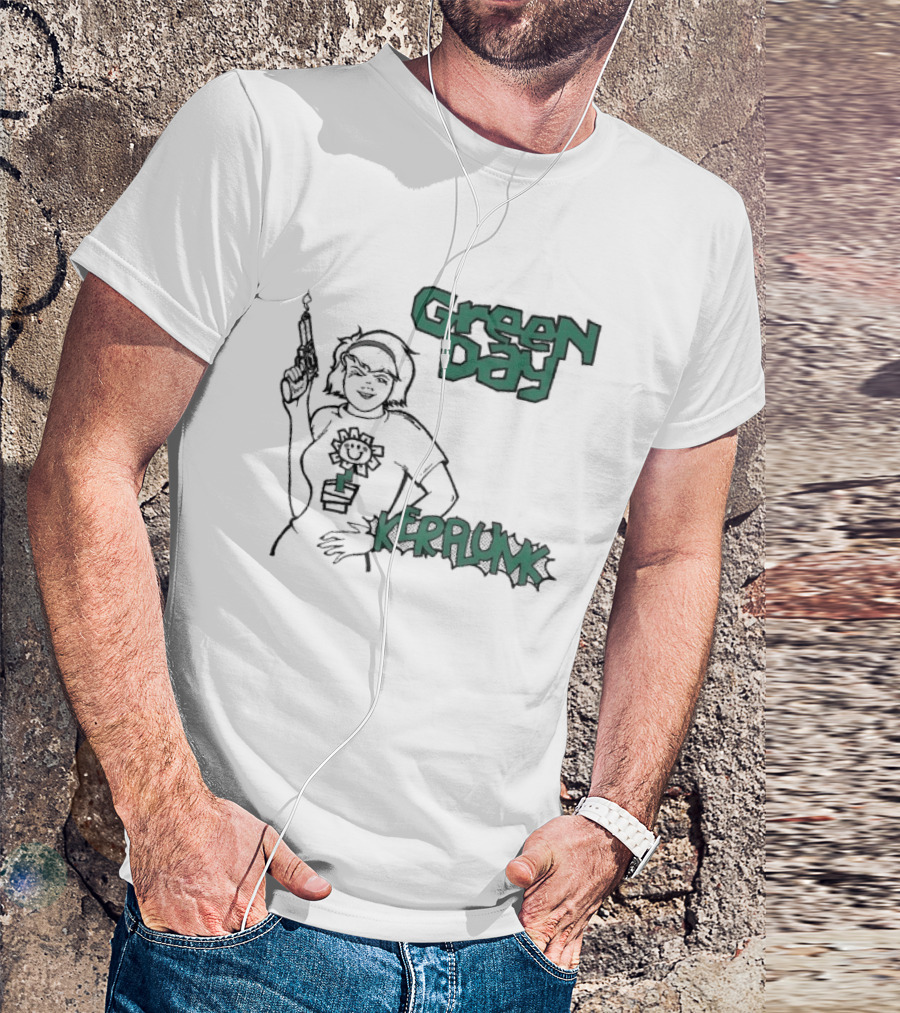 Green Day Kerplunk Vintage Character Holding Flower Pot T-Shirt
