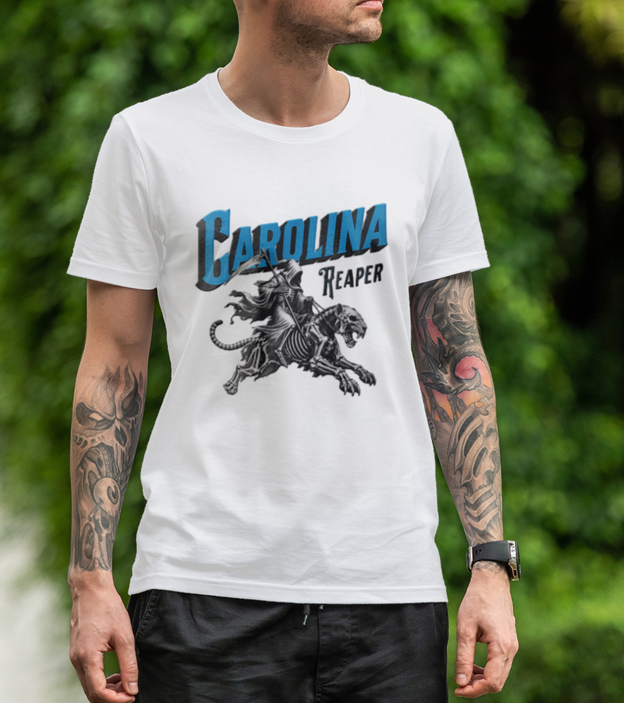 Carolina Reaper Grim Reaper Riding Skeleton Panther T-Shirt