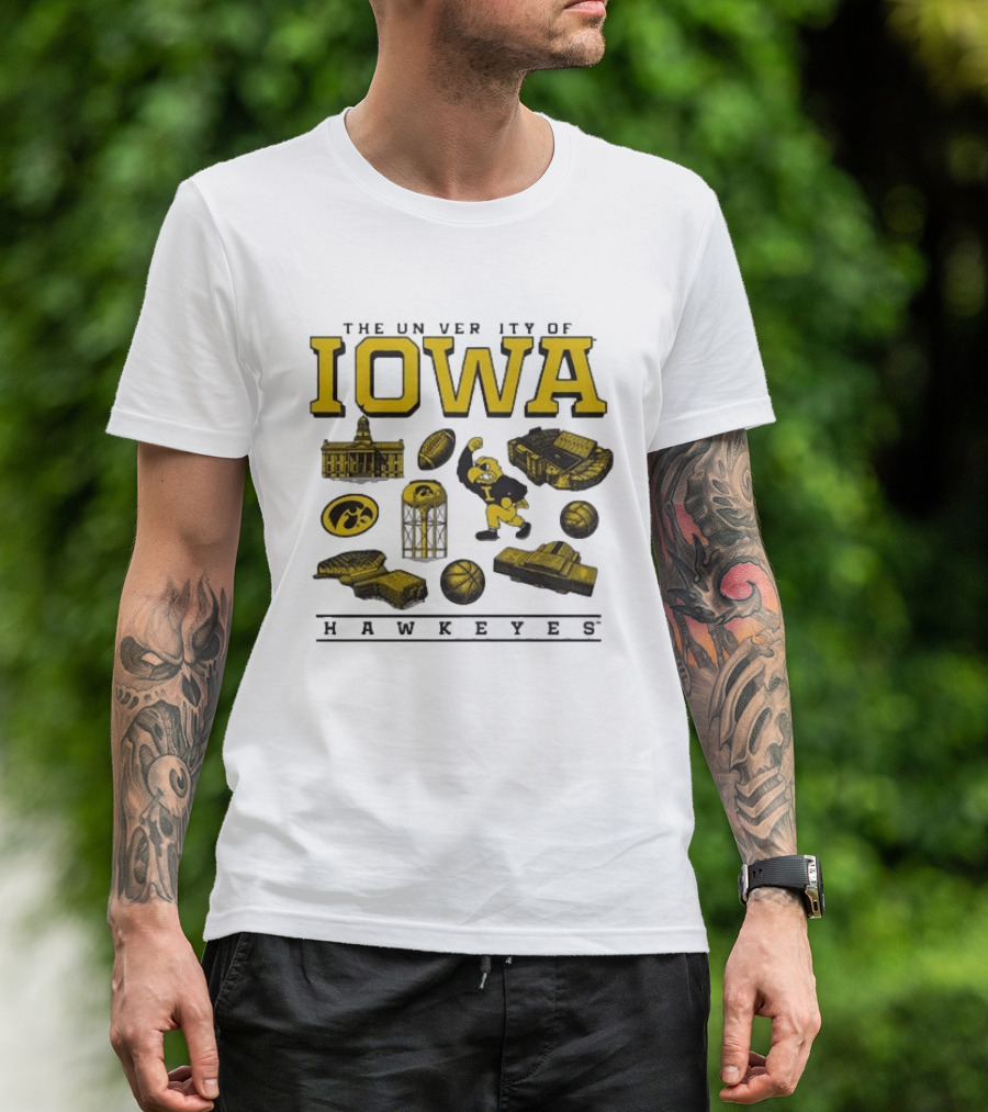 The University Of Iowa Hawkeyes Football Iconography Island T-Shirt