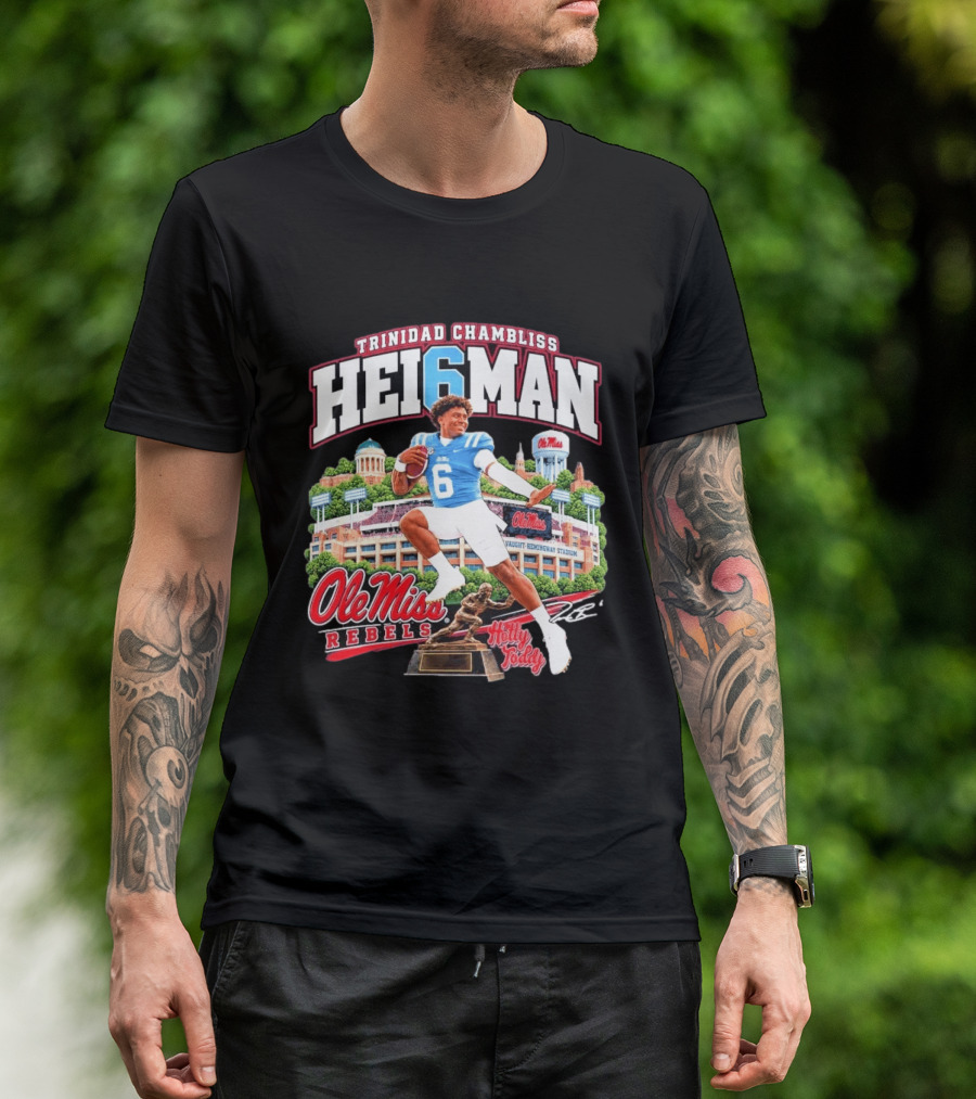 Trinidad Chambliss 2026 Hei6man Ole Miss Rebels Hotty Toddy Vaught Hemingway Stadium T-Shirt