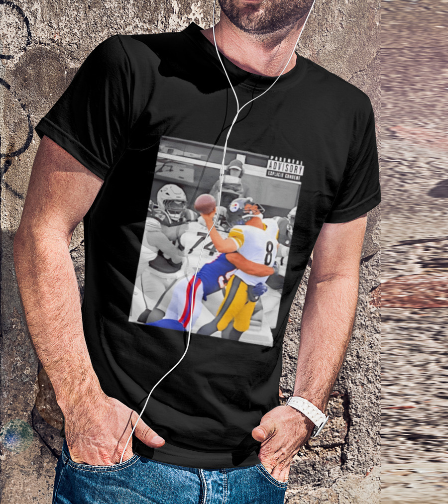 Pittsburgh Steelers Quarterback Sacked By Rival Team With Parental Advisory T-Shirt