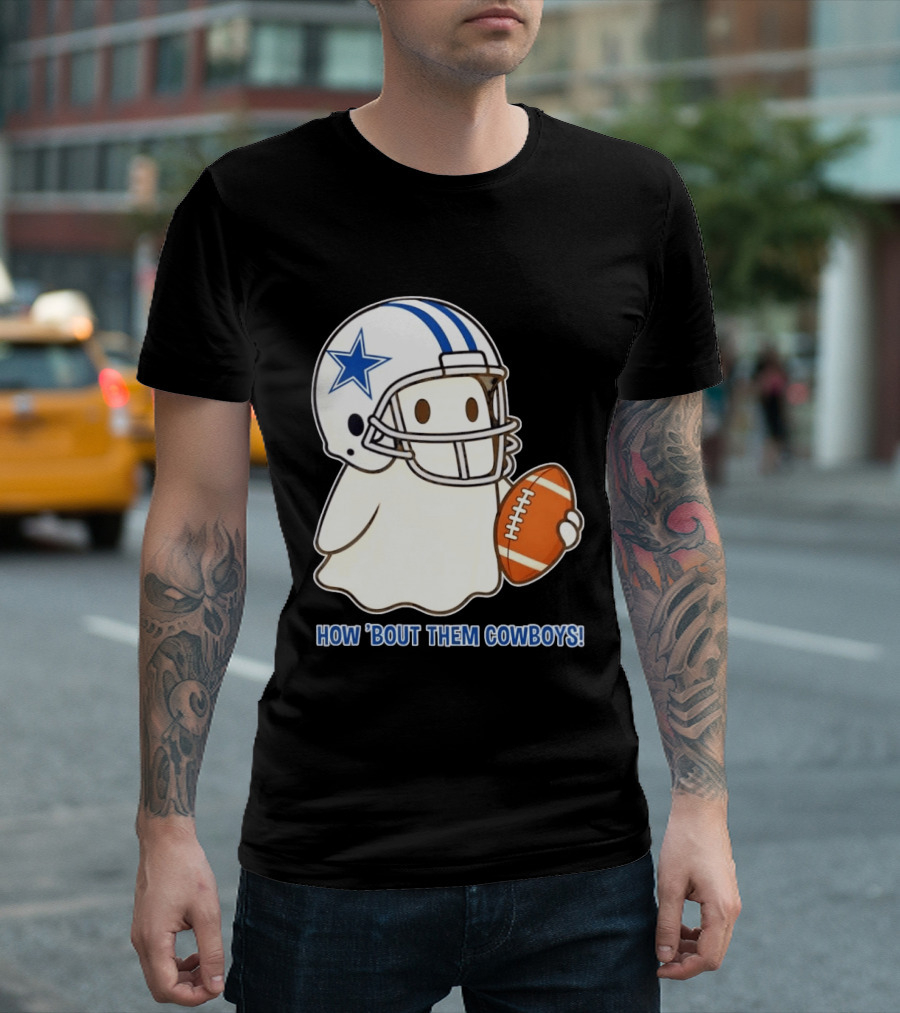 Dallas Cowboys How 'Bout Them Cowboys Halloween Ghost Football Star Helmet Football T-Shirt