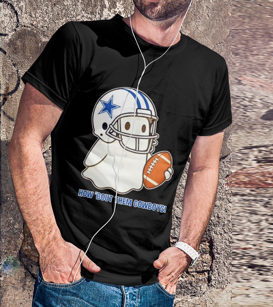 Dallas Cowboys How 'Bout Them Cowboys Halloween Ghost Football Star Helmet Football T-Shirt