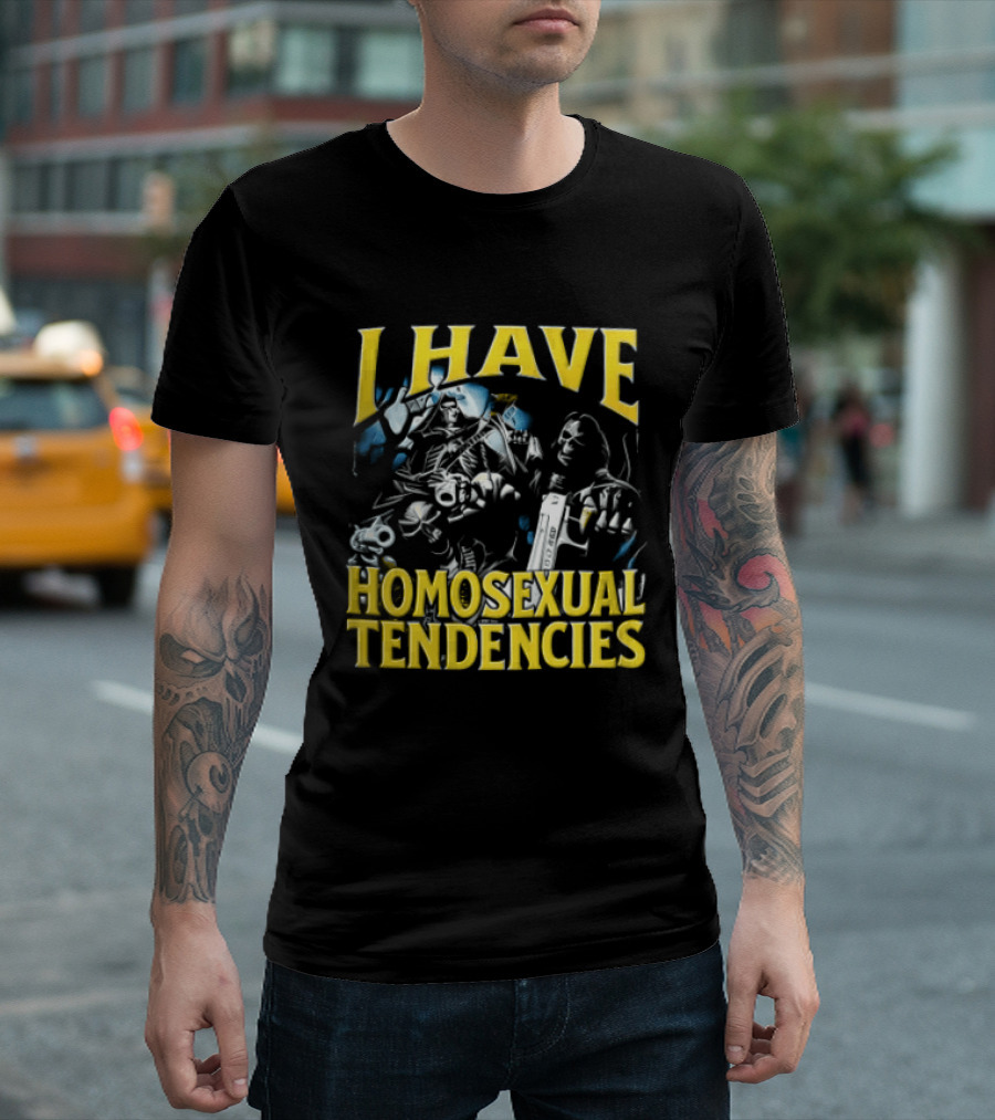 I Have Homosexual Tendencies Skeletons With Handguns Dark T-Shirt