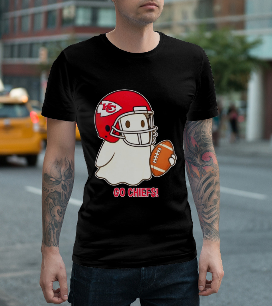 Kansas City Chiefs Go Chiefs Halloween Ghost Football Helmet T-Shirt