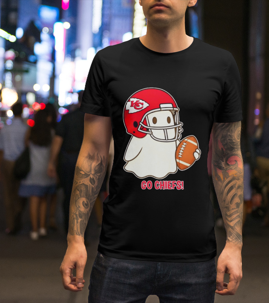 Kansas City Chiefs Go Chiefs Halloween Ghost Football Helmet T-Shirt