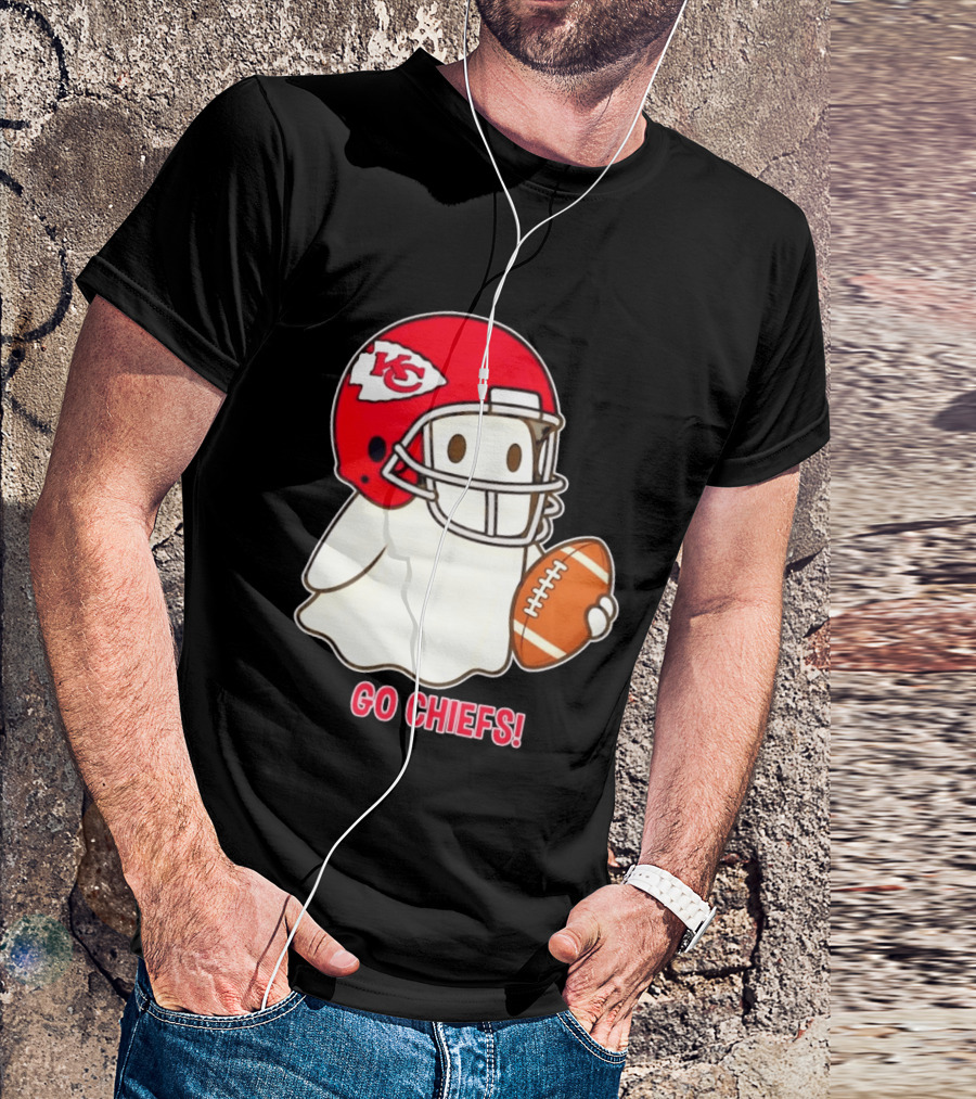 Kansas City Chiefs Go Chiefs Halloween Ghost Football Helmet T-Shirt