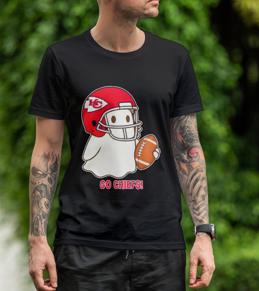 Kansas City Chiefs Go Chiefs Halloween Ghost Football Helmet T-Shirt
