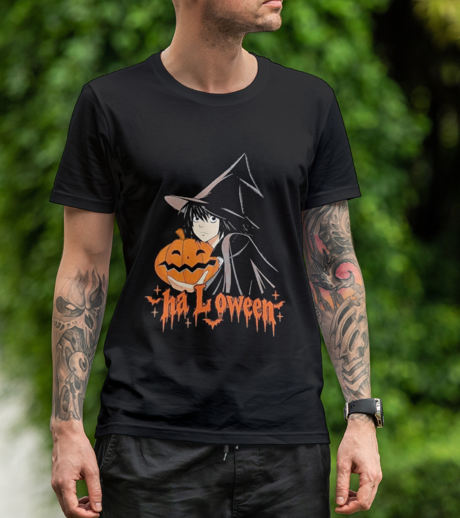 L Lawliet Witch With Pumpkin Halloween Death Note Anime T-Shirt