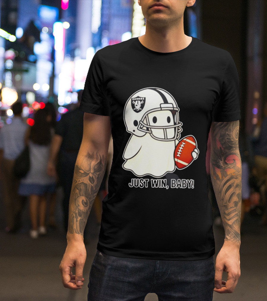 Las Vegas Raiders Just Win Baby Ghost Football Halloween 2026 T-Shirt