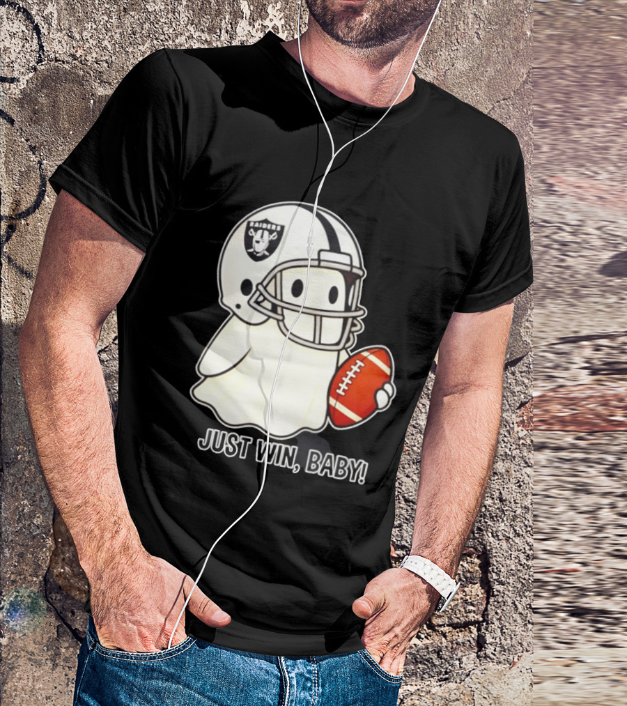 Las Vegas Raiders Just Win Baby Ghost Football Halloween 2026 T-Shirt