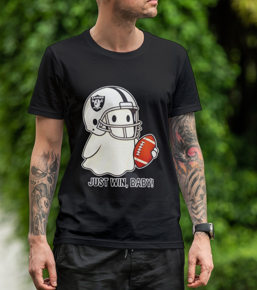 Las Vegas Raiders Just Win Baby Ghost Football Halloween 2026 T-Shirt