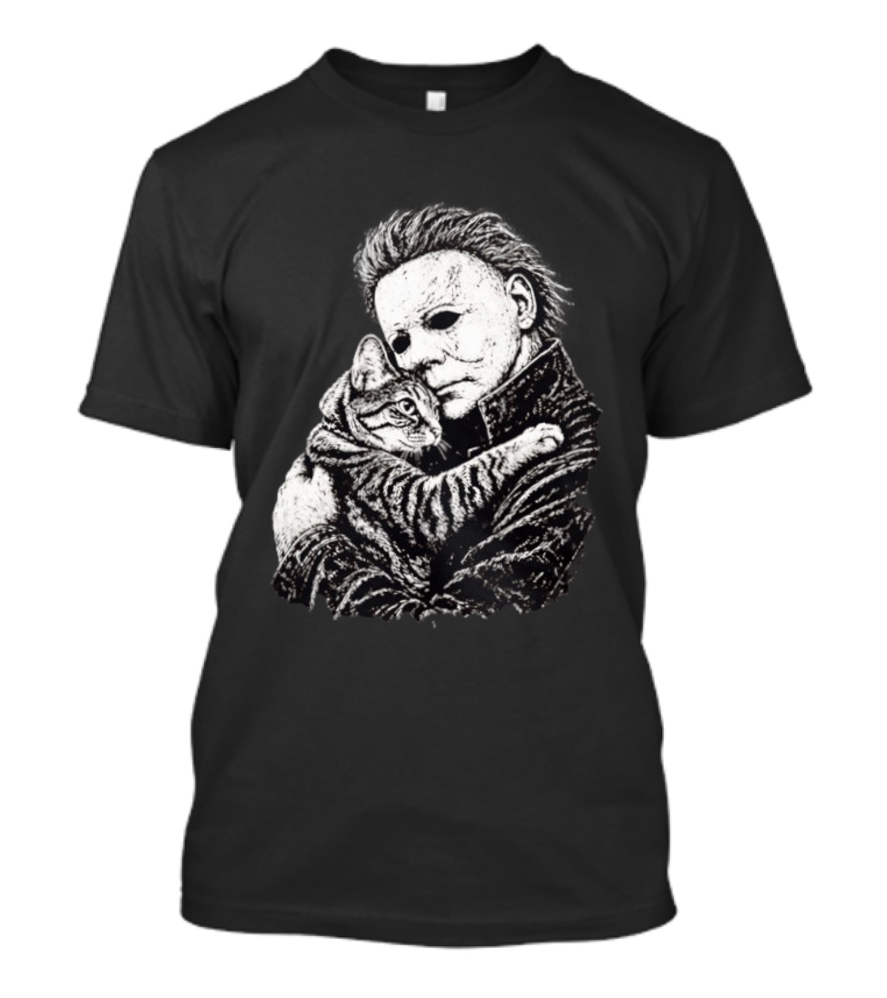 Michael Myers Hugging A Cat Halloween Horror Icon Halloween Cat Lovers T-Shirt