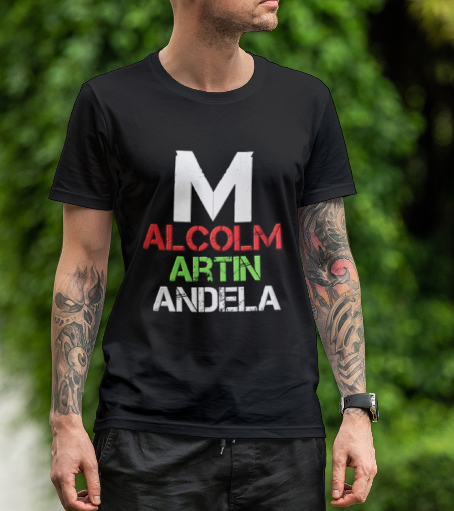 Malcolm Martin Mandela Distressed Stacked T-Shirt