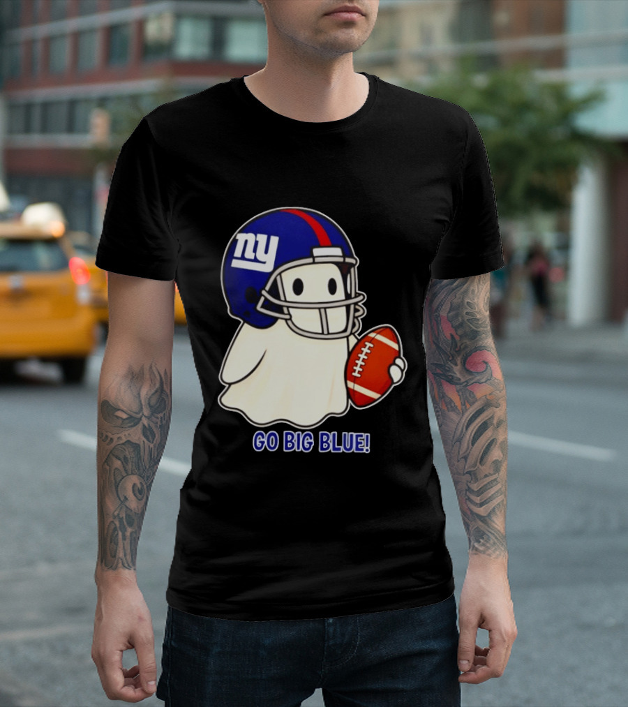 New York Giants Ghost Go Big Blue Halloween 2026 Football T-Shirt