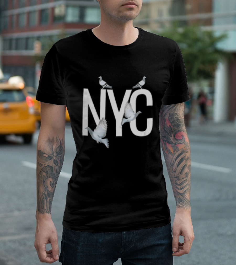 NYC Three Pigeons Flying Over T-Shirt