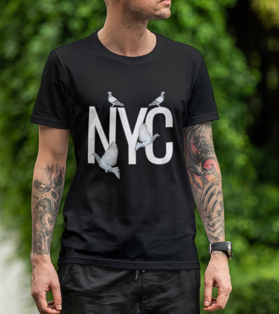 NYC Three Pigeons Flying Over T-Shirt