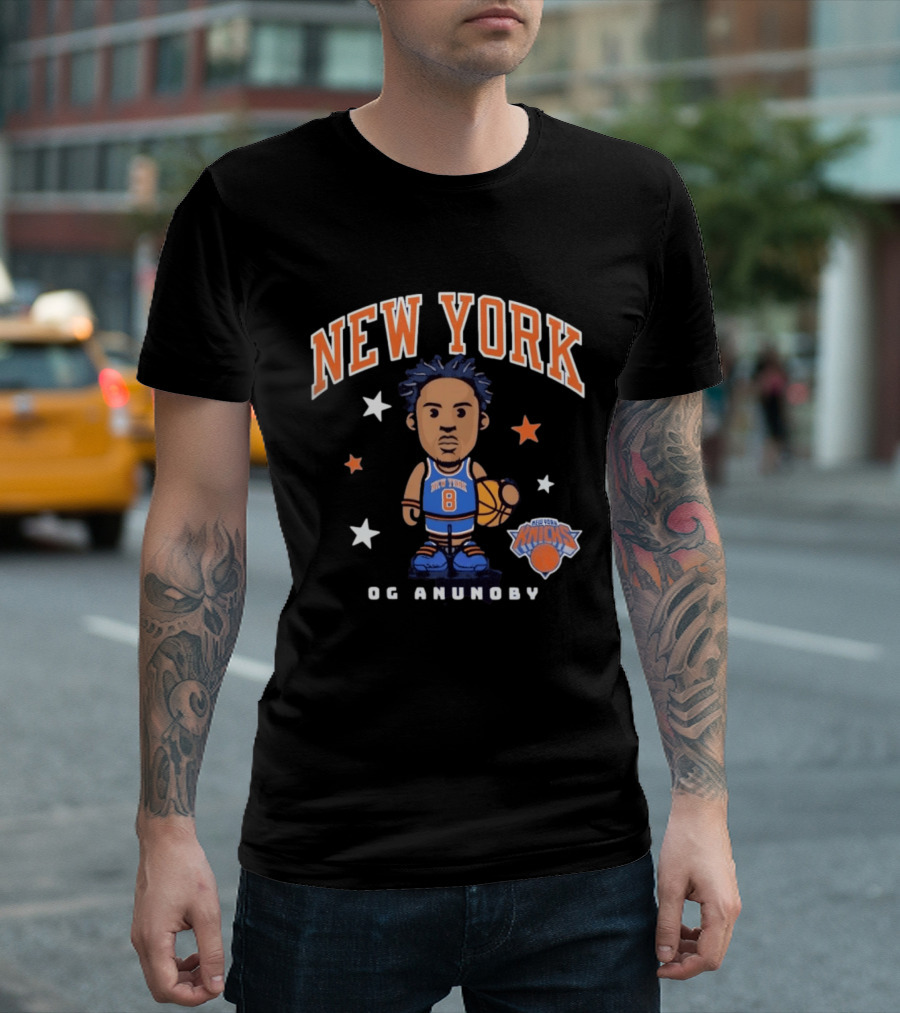 New York Knicks OG Anunoby No 8 Basketball Cartoon Stars T-Shirt
