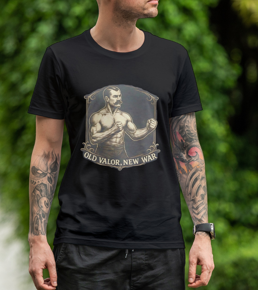 Old Valor New War Mustachioed Boxer T-Shirt