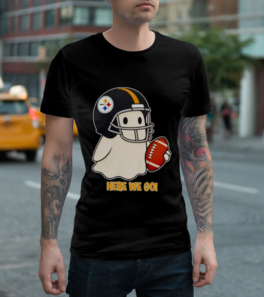 Pittsburgh Steelers Halloween Ghost Football Here We Go 2026 T-Shirt