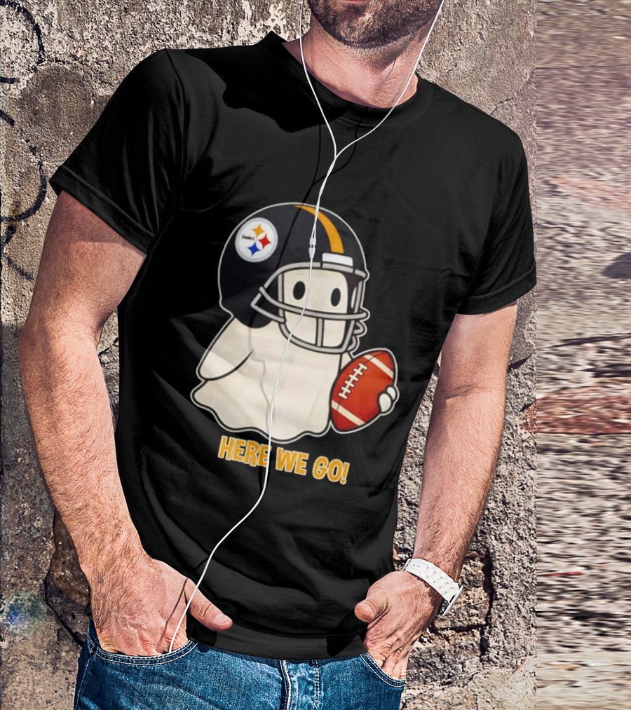 Pittsburgh Steelers Halloween Ghost Football Here We Go 2026 T-Shirt