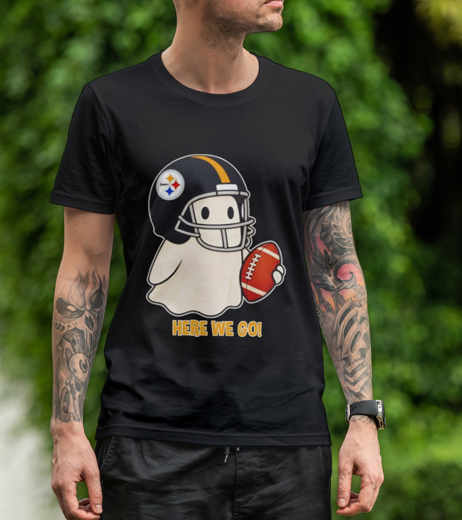Pittsburgh Steelers Halloween Ghost Football Here We Go 2026 T-Shirt