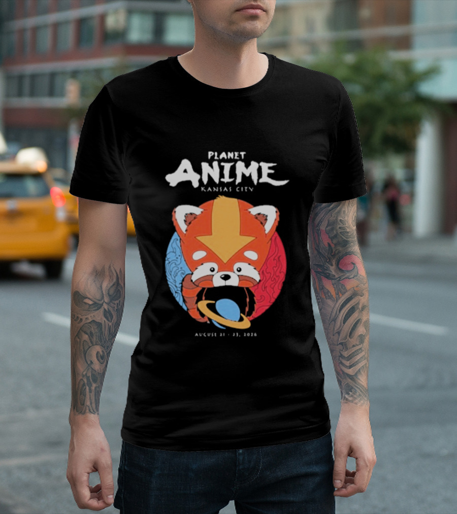 Planet Anime Kansas City August 21 2026 Panda Red Avatar Blue Circle T-Shirt