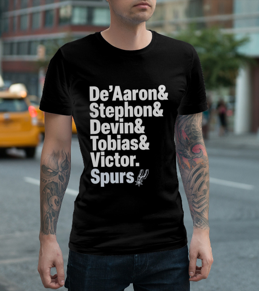 San Antonio Spurs De'Aaron Stephon Devin Tobias Victor Lineup 2026 T-Shirt