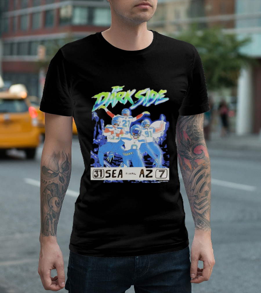 The Dark Side Seattle 31 Arizona 7 Final Score Players Celebration T-Shirt