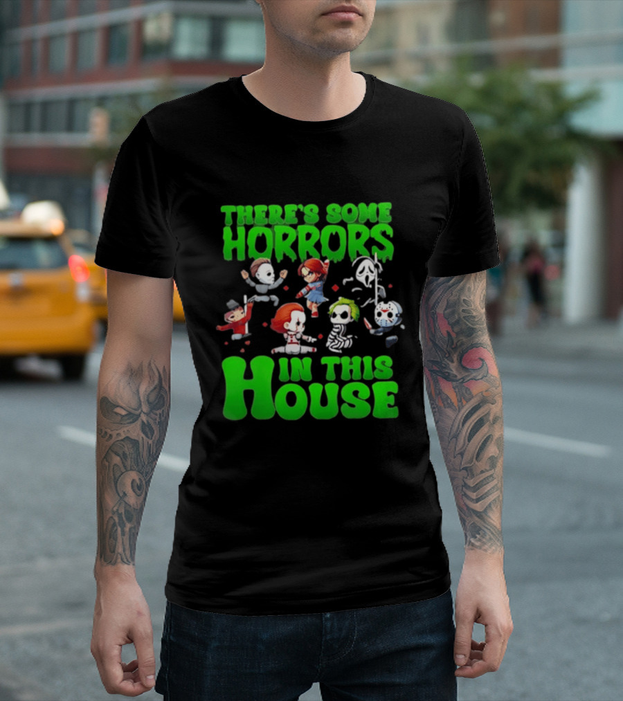 There's Some Horrors In This House Halloween Characters Dancing T-Shirt