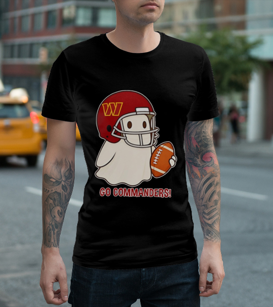 Washington Commanders Halloween Ghost Football Go Commanders 2026 T-Shirt