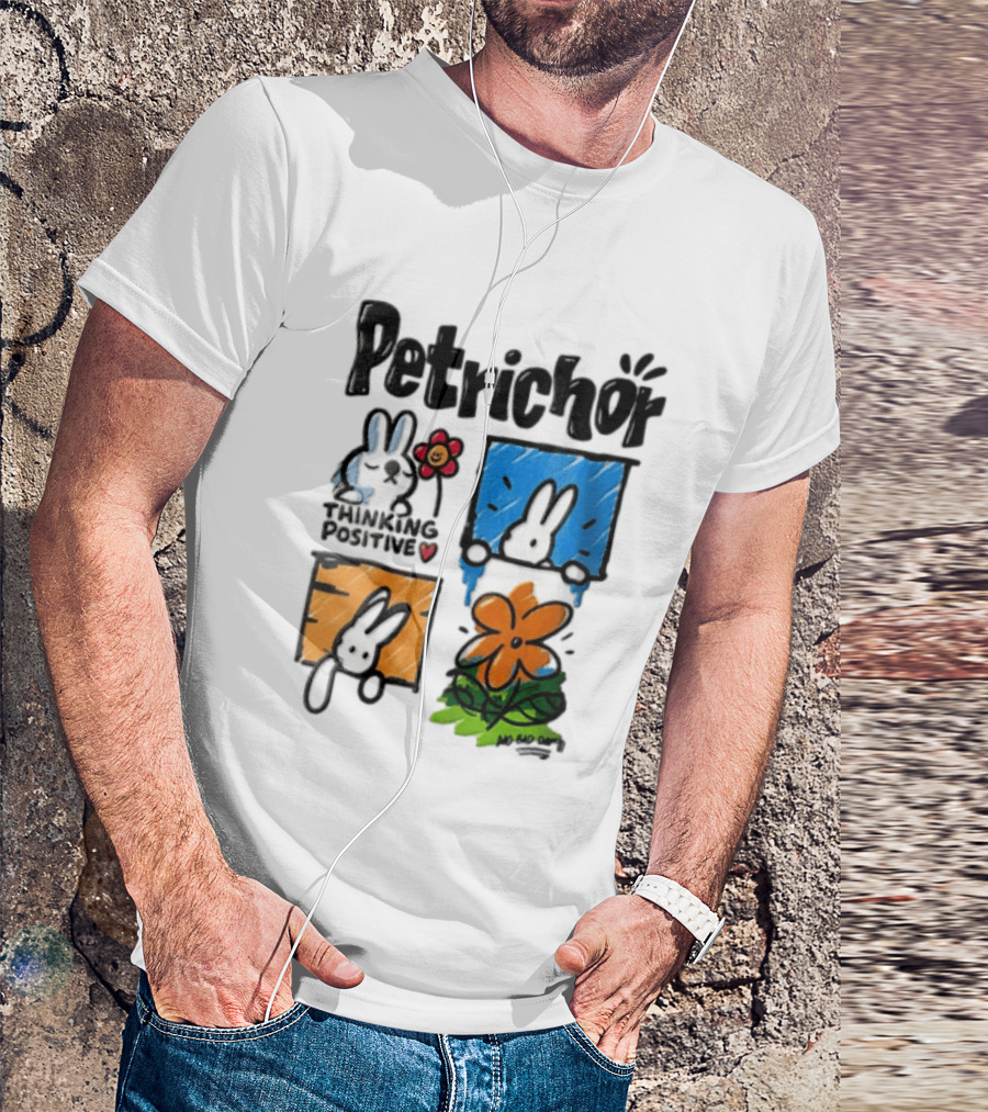 Petrichor Thinking Positive No Bad Day Bunny And Flowers T-Shirt