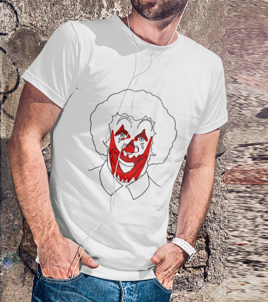Asspizza Store Ronald Clown Face Drawing Red Lips White Collar T-Shirt