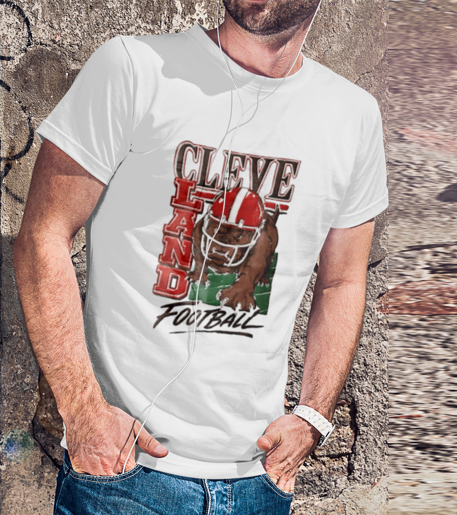 Cleveland Browns Bulldog Football Helmet Mascot Running T-Shirt