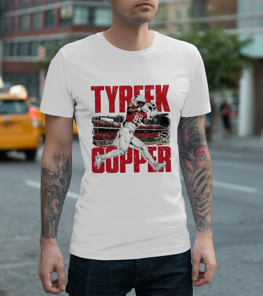 NCAA Football NC State Wolfpack Tyreek Copper Catching Highlight Caricature T-Shirt