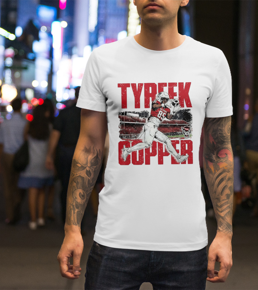 NCAA Football NC State Wolfpack Tyreek Copper Catching Highlight Caricature T-Shirt