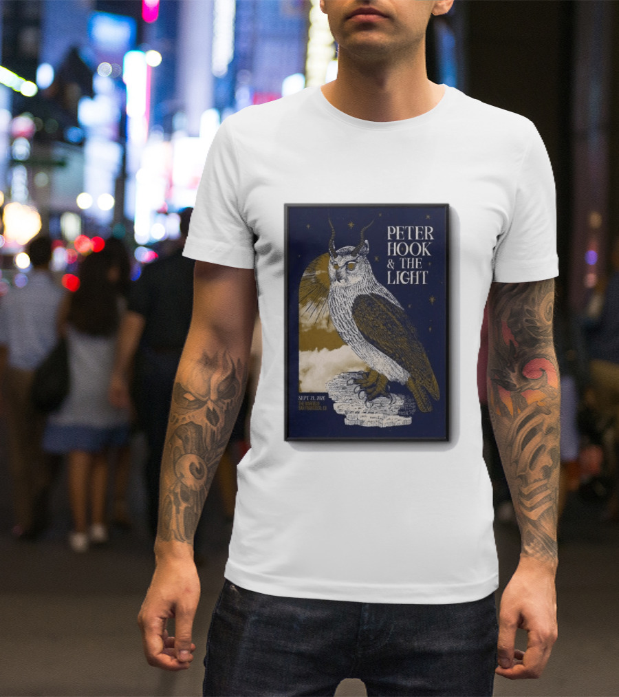 Peter Hook & The Light Sept 21 2026 San Francisco CA Owl T-Shirt