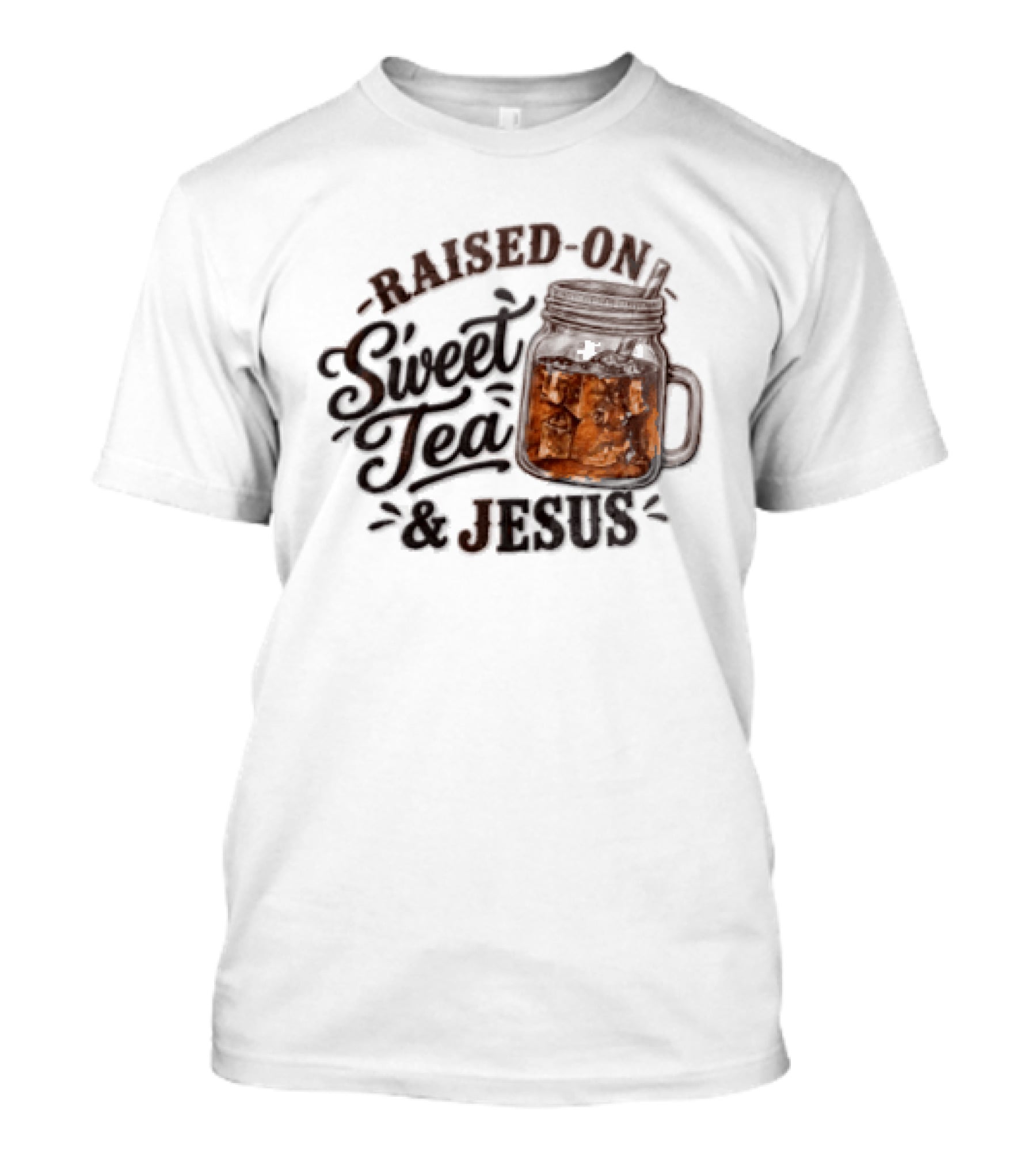 Raised ON Sweet Tea And Jesus Mason Jar Tea Straw T-Shirt