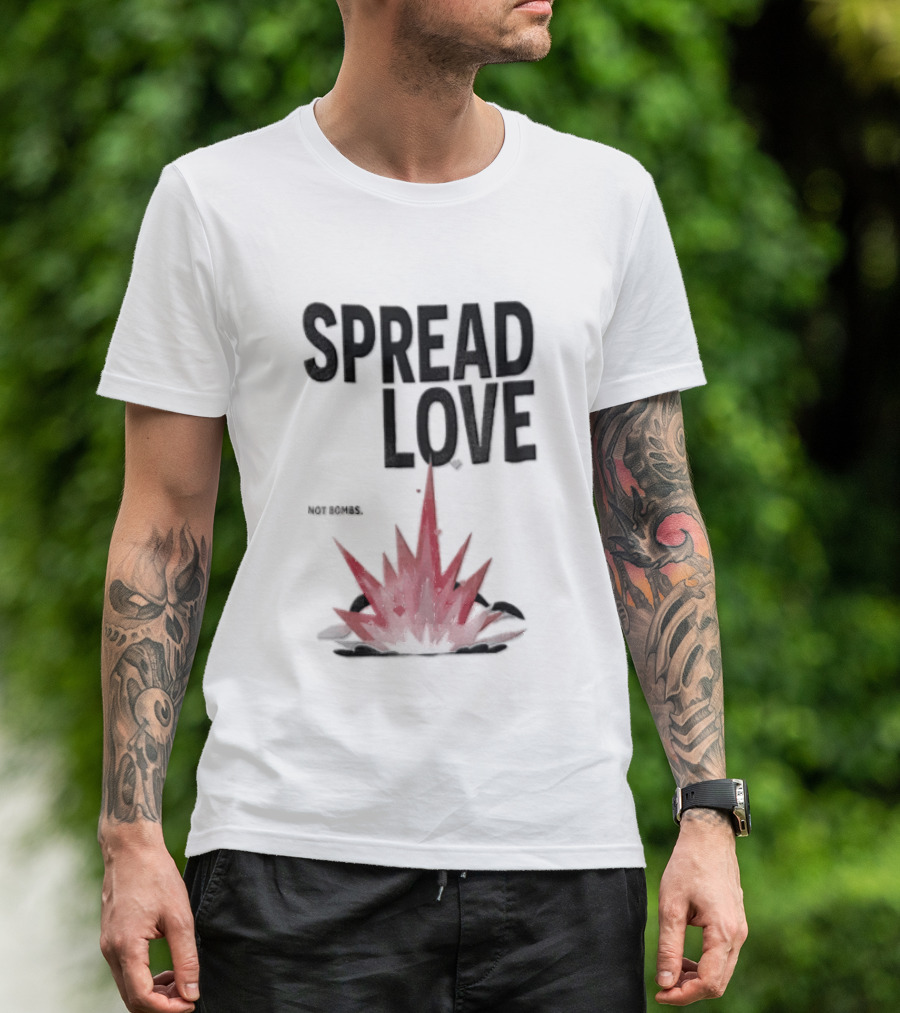 Spread Love NOT Bombs Pink Explosion Hearts T-Shirt