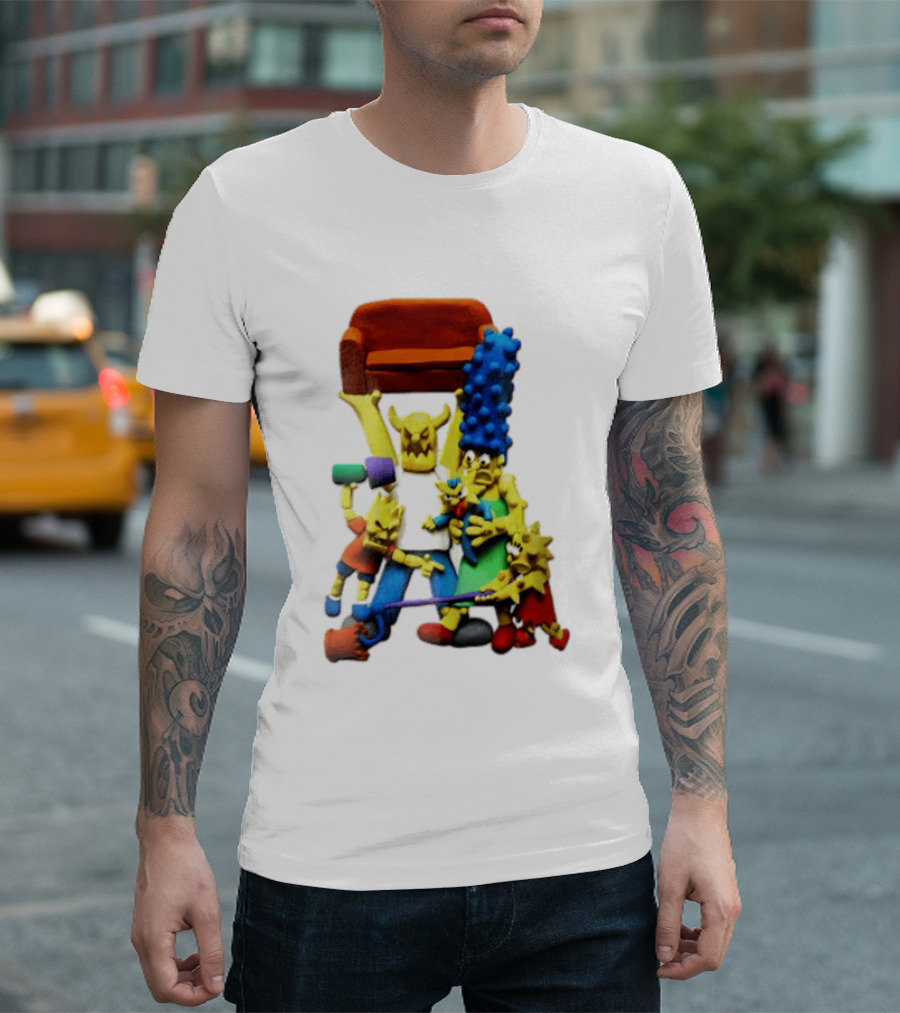 The Simpsons Claymation Family Couch Posing Scene T-Shirt