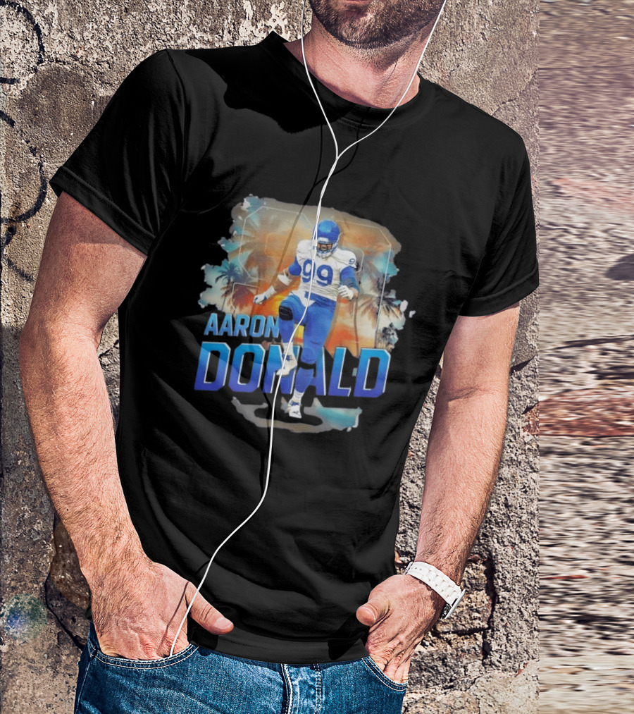 Aaron Donald 99 Los Angeles Rams Sunset Cityscape T-Shirt