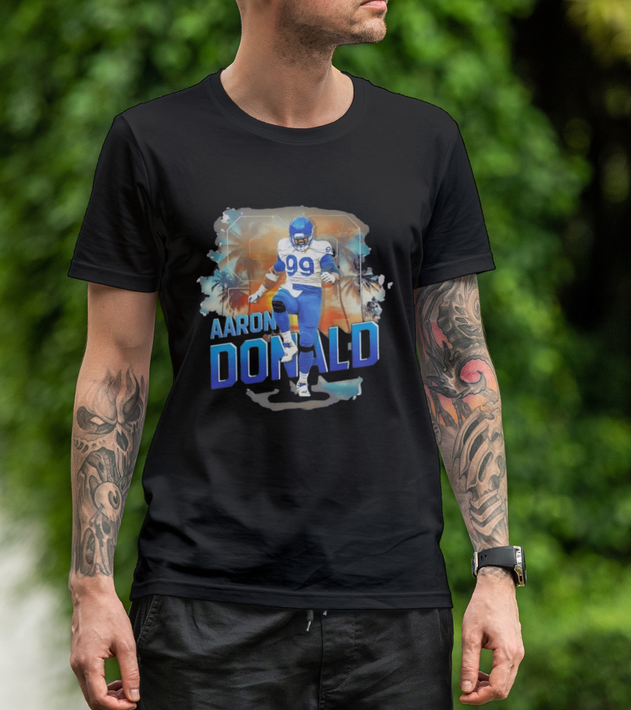 Aaron Donald 99 Los Angeles Rams Sunset Cityscape T-Shirt