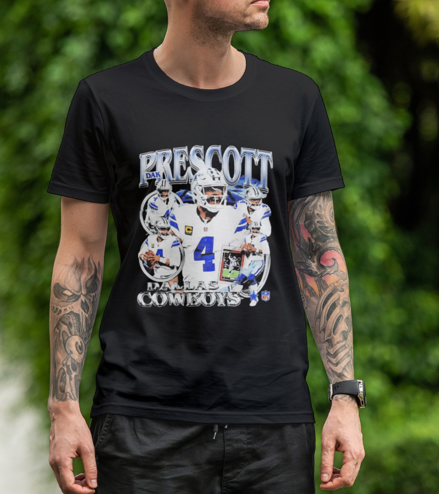 Dak Prescott Dallas Cowboys NFL Quarterback Collage T-Shirt